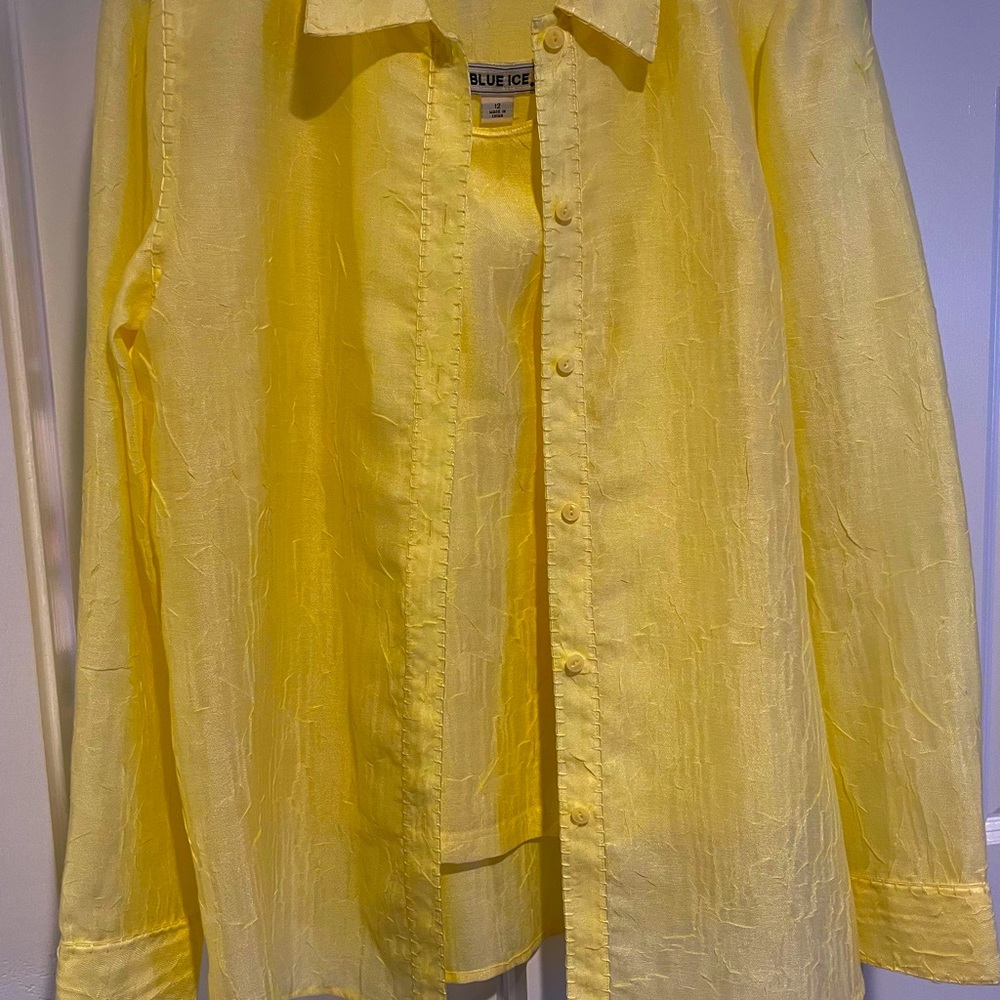 New Price $24 Blue Ice Yellow 2-piece Ladies Blouse